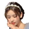 DAJGRHE White Pearl Hairbands For Women; Uncomplicated White Rose Flower Retro Wave view 4