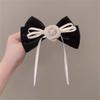 Black spring hair clips female back of the hairpin camellia floral ribbon a word clip top clip headwear view 2