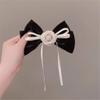 Black spring hair clips female back of the hairpin camellia floral ribbon a word clip top clip headwear view 4