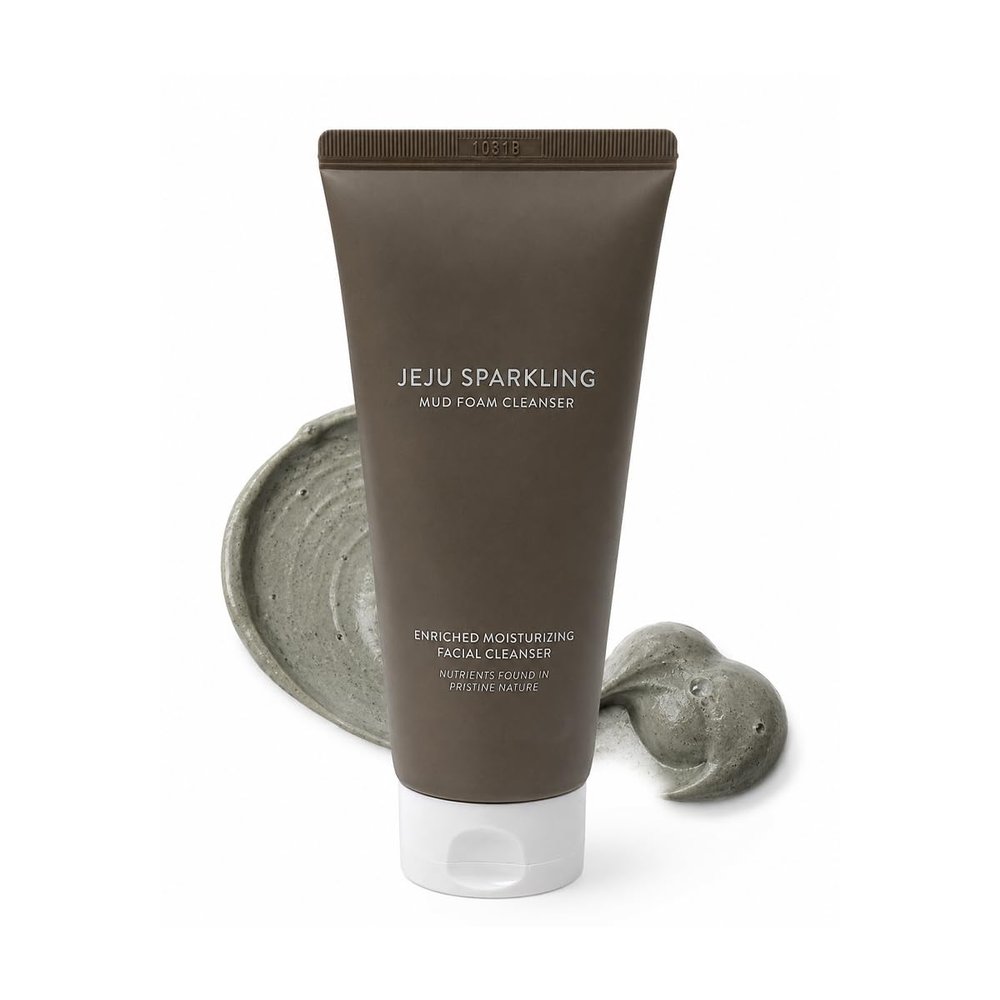 Refreshing Facial Cleansing Wash, Jeju Mineral Clay Formula, Daily Foaming Face Cleanser - Korean Mud Cleansing Foam, 150ml