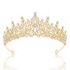 Queen Crown Rhinestone Wedding Crowns and Tiaras for Women Costume Party Hair Accessories Princess Birthday Crown Crystal Bridal Crown (Gold+White) view 1