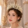 Queen Crown Rhinestone Wedding Crowns and Tiaras for Women Costume Party Hair Accessories Princess Birthday Crown Crystal Bridal Crown (Gold+White) view 3