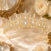 Queen Crown Rhinestone Wedding Crowns and Tiaras for Women Costume Party Hair Accessories Princess Birthday Crown Crystal Bridal Crown (Gold+White) view 4