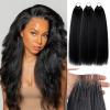 Kinky Straight Feather Crochet Human Hair Blended 24In 150 Strands Feather Crochet Hair for Black Women Miracle Knots Pre Looped Invisible Synthetic Feathered Tip Braids Extensions, Black(KS) view 1