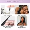 Kinky Straight Feather Crochet Human Hair Blended 24In 150 Strands Feather Crochet Hair for Black Women Miracle Knots Pre Looped Invisible Synthetic Feathered Tip Braids Extensions, Black(KS) view 3