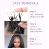 Kinky Straight Feather Crochet Human Hair Blended 24In 150 Strands Feather Crochet Hair for Black Women Miracle Knots Pre Looped Invisible Synthetic Feathered Tip Braids Extensions, Black(KS) view 4
