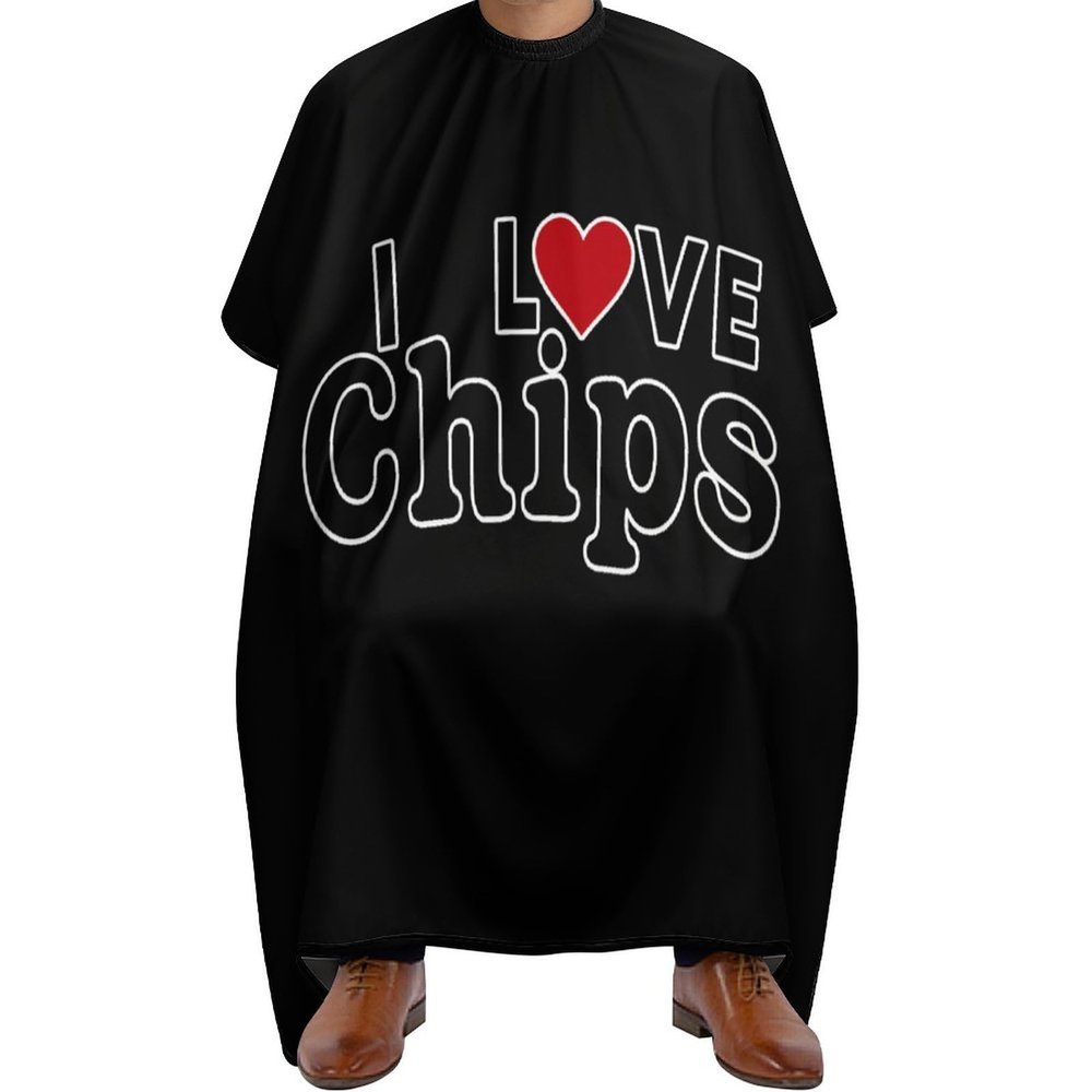 I Love Chips Haircut Barber Cape for Hair Cutting Apron for Men Women with Adjustable Snap