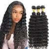 Deep Wave Human Hair Bundles #1B Natural Black 14 16 18 Inch 3 Bundles Human Hair Deep Wave Wet and Wavy Trippy Hair Extensions Double Weft for Woman view 1