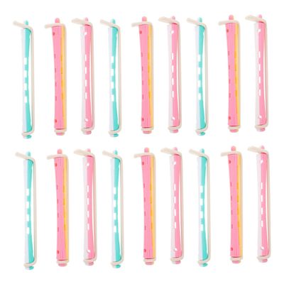 DECHOUS 18pcs Plastic Hair Perm Rods Set for Short and Long Hair Small Curling Rods for Heatless Cold Wave Perming for Natural Waves and Braids in White Green White Pink Pink Yellow