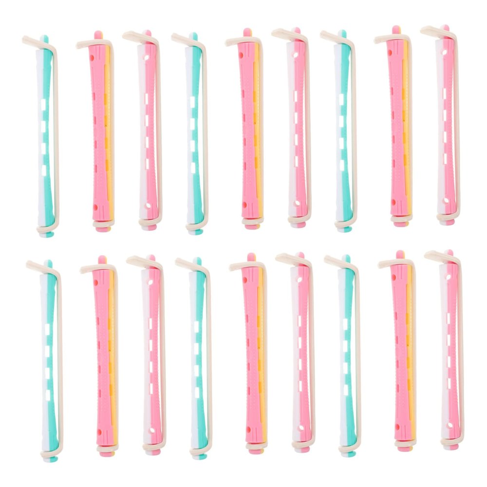 DECHOUS 18pcs Plastic Hair Perm Rods Set for Short and Long Hair Small Curling Rods for Heatless Cold Wave Perming for Natural Waves and Braids in White Green White Pink Pink Yellow