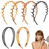 ECNHIVE 6 Pcs Zig Zag Headbands Set - Double Row Teeth Plastic Hair Comb Hoop, Premium Bright Non-Slip Sharks Tooth Hairs Bands, Hair Accessories for Women Lady Girls (Black/Amber) view 1