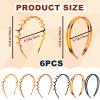 ECNHIVE 6 Pcs Zig Zag Headbands Set - Double Row Teeth Plastic Hair Comb Hoop, Premium Bright Non-Slip Sharks Tooth Hairs Bands, Hair Accessories for Women Lady Girls (Black/Amber) view 2