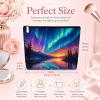 SNRLZUY Aurora Over Tranquil Mountain Lake PU Leather Makeup Bag, Portable Cosmetic Organizer with Zipper, Travel Toiletry Pouch for Bathroom, Vacation & Business Trips view 2