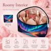 SNRLZUY Aurora Over Tranquil Mountain Lake PU Leather Makeup Bag, Portable Cosmetic Organizer with Zipper, Travel Toiletry Pouch for Bathroom, Vacation & Business Trips view 3