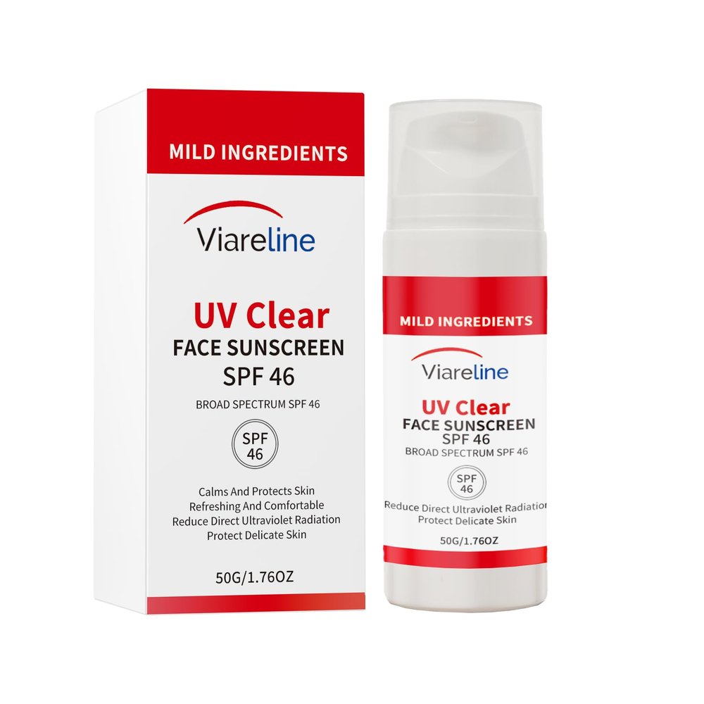 Viareline UV Clear Face Sunscreen SPF 46, Broad Spectrum, Gentle Formula for Sensitive Skin, 1.76 oz