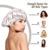 Nuzjahu Cute Pink Bouquet Print Silk Bonnet for Sleeping Women Double Layer Satin Bonnet Elastic Hair Satin Bonnets for Women's Natural & Curly Hair view 3