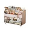 Makeup Organizer Counter,13.7x7.8x9.8in Large Cosmetic Display Case,Pink view 1