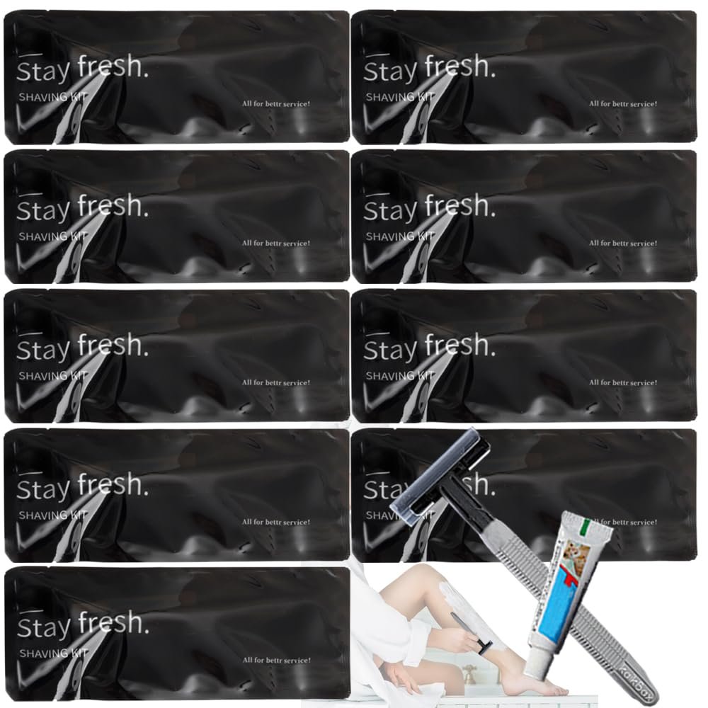12Pack Luxury Individually Wrapped Travel Twin Blade Disposable Razors Kit with Shave Cream; Clean and Hygienic; Sensitive Skin Guest Shaving Razor for Hotel, Salon,Spa,Home Care and Travel