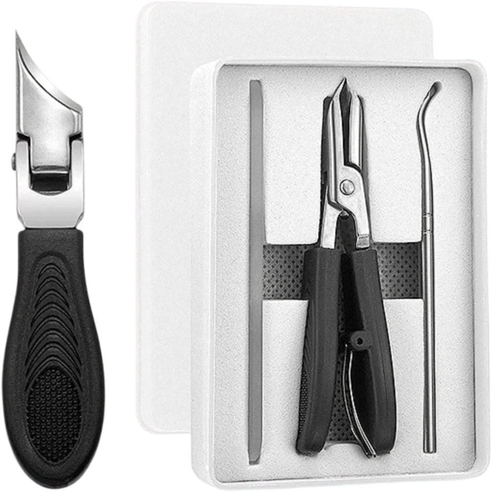 3 Pack Eagle Beak Nail Clippers for Thick Nails & Ingrown Toenails, Heavy Duty Stainless Steel Toenail Clippers for Seniors, Professional Curved Blade Nail Nipper Set for Thick Toenails (Black)