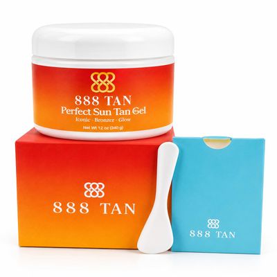 888 TAN Luxury Intensive Sun Tan Gel TANeobooster Bronze Tanning Accelerator Non-Greasy, Carrot Oil with Beta Carotene, Aged Henna, Hops Oil Made in USA + Spatula