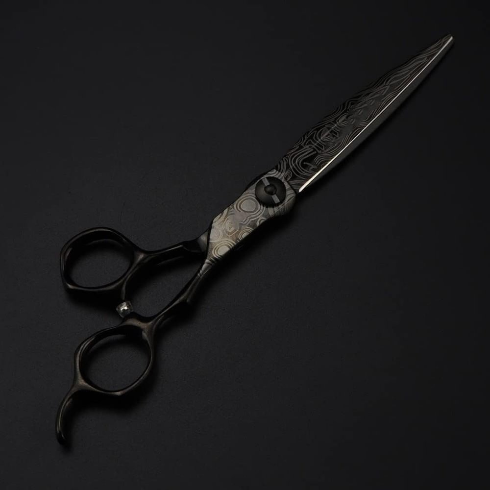 7 Inch Damascus Hair Cutting Shears, Professional Barber Scissors for Hairdressers, Sharp Steel Blades for Wet Dry Hair (Cutting)