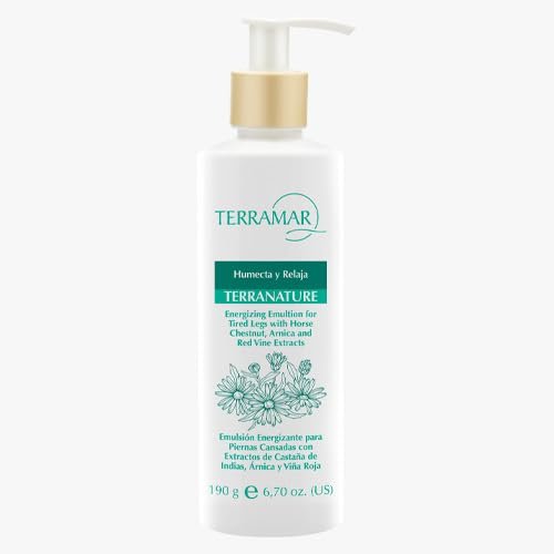 Terramar TERRANATURE Energizing Emulsion for Tired Legs, with Horse Chestnut, Arnica and Red Vine Extracts, 6.70 oz