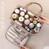 jwfxiaodige Light Luxury Style Travel Makeup Bag Organizer, Large Capacity Cosmetic Bag, 180Open-Flat, 3-sec Touch-up, Multi-Compartment Organization, Portable for Travel(Pink) view 3