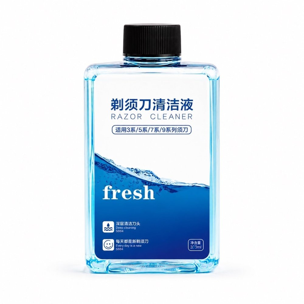 Razor Cleaning Fluid Refill, 300ml, Deep Clean Blades Lubricate/Maintain, for Series 3/5/7/9, Remove Residue/Odor, Fresh Scent