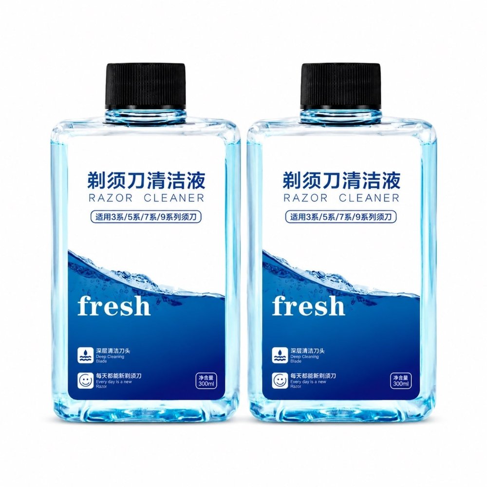 Razor Cleaning Fluid Refill, 320mlX2, Deep Clean Blades Lubricate/Maintain, for Series 3/5/7/9, Remove Residue/Odor, Fresh Scent