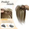 Anemone 3 * 4cm Silk Base Fringe Human Hair Topper For Women Thin 8g Middle Part Clip In Toupee With 3D Air Bang Hair 10inch Straight Hair Bangs Wiglets Hairpieces Light (Light Brown) view 2
