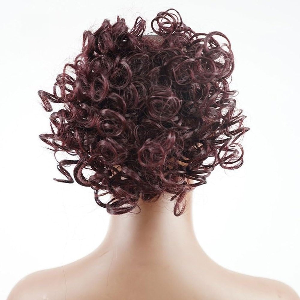 XUNTING Messy Bun Hair Piece for Women Ladies Fashion Wig Fluffy Curly Hair Bun Short Comb Ball Head Ponytail Extension Synthetic Hair Bun Piece(13)