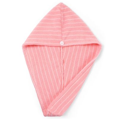 Jacquotha Cotton Hair Towel Wrap for Women (Pink Striped), 1 Pack