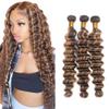 GLSMOSNW Ombre Deep Wave Bundles 14 16 18 Inch P4/27 Human Hair Bundles view 1