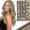 Ve Sunny Real Human Hair Clip in Extensions Brown and White Blonde 18 Inch view 1