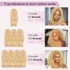 613 Blonde Human Crochet Hair 14 Inch 50 Strands Blonde Burmese Curly Feather Crochet Human Hair BundlesPre-Separated Invisible 613 Miracle Knots Dyeable Reusable Crochet Hair for Black Women view 3