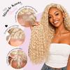 613 Blonde Human Crochet Hair 14 Inch 50 Strands Blonde Burmese Curly Feather Crochet Human Hair BundlesPre-Separated Invisible 613 Miracle Knots Dyeable Reusable Crochet Hair for Black Women view 4