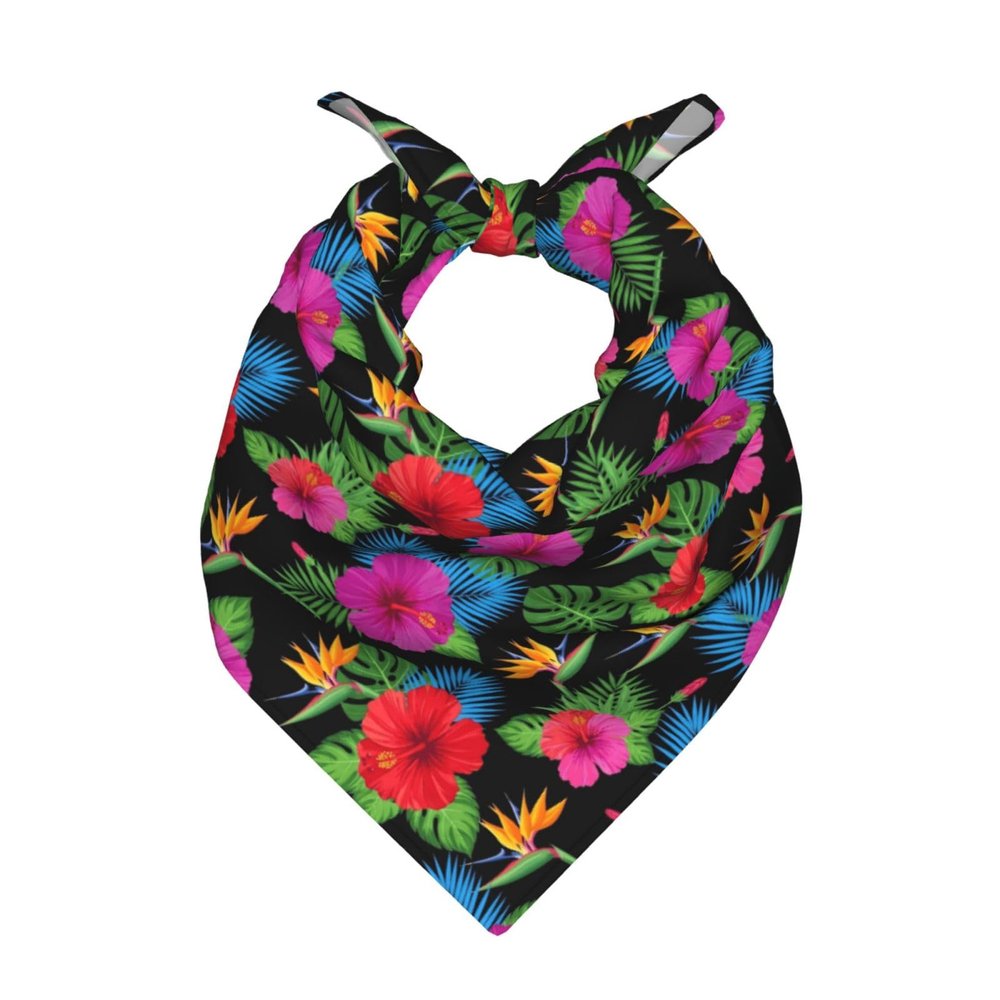 SVEFDOC Women Tropical Hawaiian Flower Headband Yoga Head Kerchief Sweat Band Fashion Neck Scarves Headdress for Party, Running Fitness Shower, Handbag Wrap Knotted Neckerchief