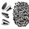 LOGOFUN 100PCS Funny Simulation Melon Seed Hair Clips Black White Striped Duckbill Barrettes Novelty Food Theme Pins for Novelty Party Favors view 1