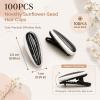 LOGOFUN 100PCS Funny Simulation Melon Seed Hair Clips Black White Striped Duckbill Barrettes Novelty Food Theme Pins for Novelty Party Favors view 4