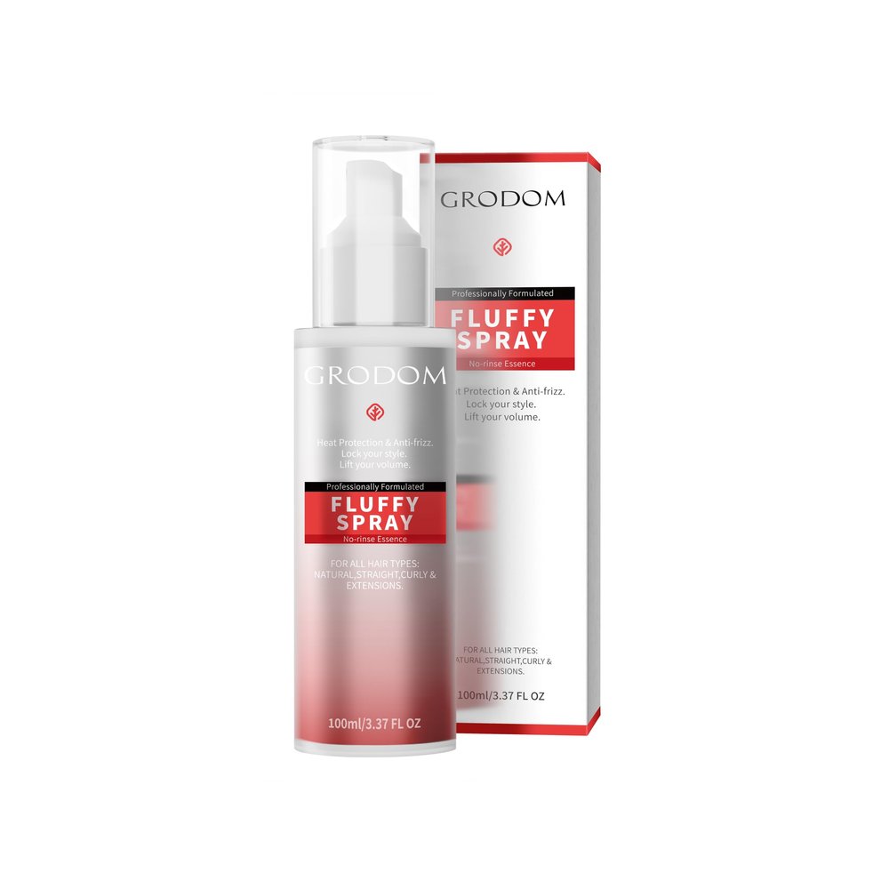 GRODOM 100ml No-Wash Day Fluffy Spray, Coconut Oil Infused Haircare Gel for Daily Effortless Volume, 230C Heat Protection, Clump-Proof Blowout, Volumizing & Lengthening Curl Mousse