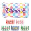 Personalized Embroidered Makeup Storage Bag, Custom Waterproof Striped Cosmetic Pouch with Tassel, Large Capacity PVC Toiletry Bag for Beach Pool Travel, Unique Gift for Women Bridesmaid Birthday view 1