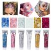 Body Glitter Gel, Holographic Chunky Face Paint Glitter, Sparkling Mermaid Sequins Cosplay Makeup, Self-Adhesive Festival Rave Accessories for Hair Eye Lip Nails, Halloween Party Value Pack - 6PCS view 1