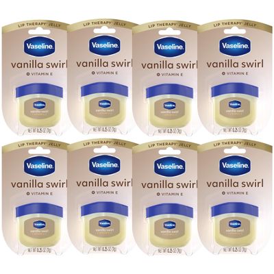 Vaseline Lip Therapy Mini, Vanilla Swirl 8-Pack Warm & Cozy Scented Lip Care for Healing Dry, Chapped Lips, 0.25 Oz Ea