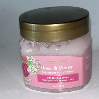Global Beauty Care Rose & Peony Exfoliating Body Scrub with Firming Serum, Collagen + Vitamins A, C & E, 6 oz