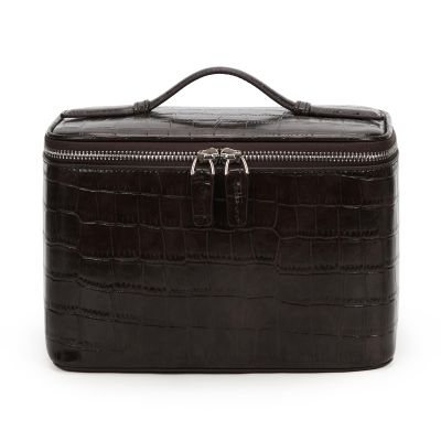 HiTotes Travel Makeup Bag Vanity Case for Women Crocodile Cosmetic Bag Makeup Case Leather Travel Toiletry Bag Organizer