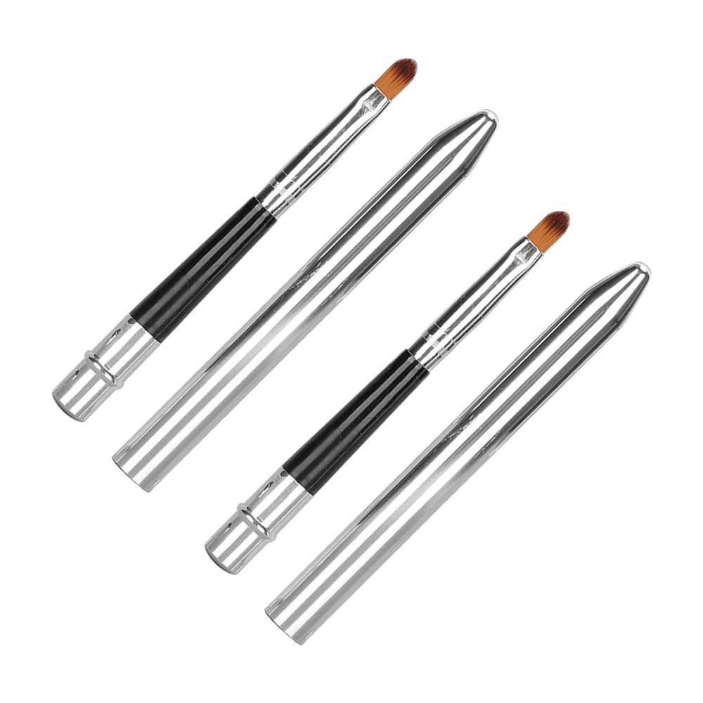 Halearo Lip Brush Set of 2, Ergonomic Compact Extended Lip Gloss Brush for Easy Cleaning, Ideal for Daily Makeup, Aluminum Material