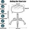 Adjustable Hydraulic Rolling Stool with Backrest, 360 Swivel Salon Chair for Beauty Spa Tattoo, Ergonomic PU Leather Seat, Height Adjustable Work Stool for Counter Office, Light Grey view 2