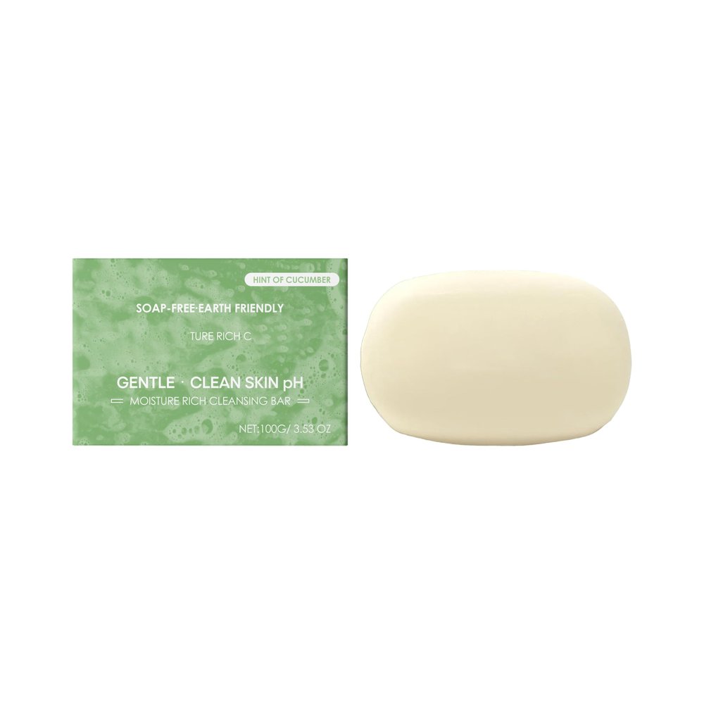 LDUVTG Cucumber Infused Soap-Free Cleansing Bar 3.53oz, Amino Acid Gentle Face & Body Wash Bar, Hydrating Mild Cleanser for Soft Comfortable Skin