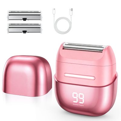 UpperX Electric Razors for Women, Waterproof Women Shaver for Body Trimmer with LED Display, USB-C Rechargeable Pubic Hair Bikini Trimmer for Women Private Area, Face Underarms Legs, 2 Extra Heads