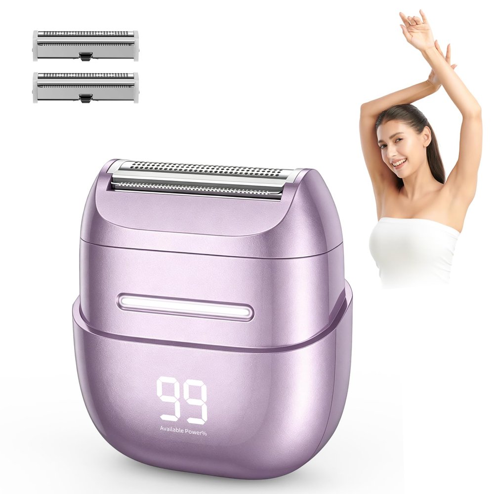 Cordless Electric Razors for Women, Rechargeable Women Shaver for Body Trimmer-Purple